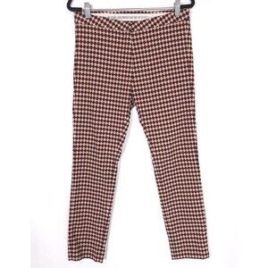 ALYSI Women’s Pants Size 12 Plaid Check Gingham ITALY MADE Skinny Straight Brown